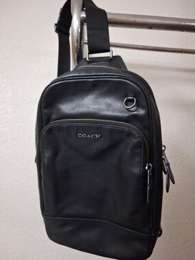Coach Black Leather Sling Crossbody Bag